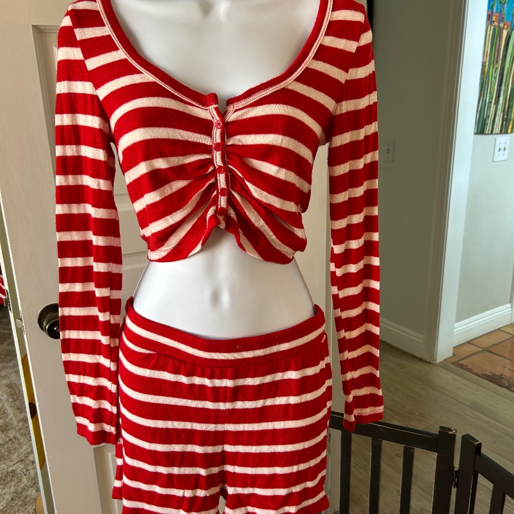 Target Closie Size Small Red and White Striped Pajama Set